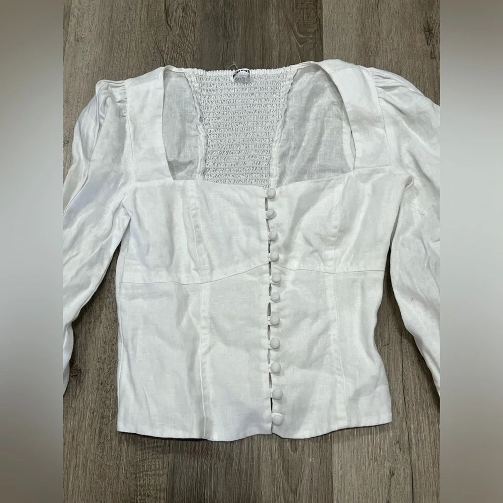 Reformation White Puff Sleeve Top